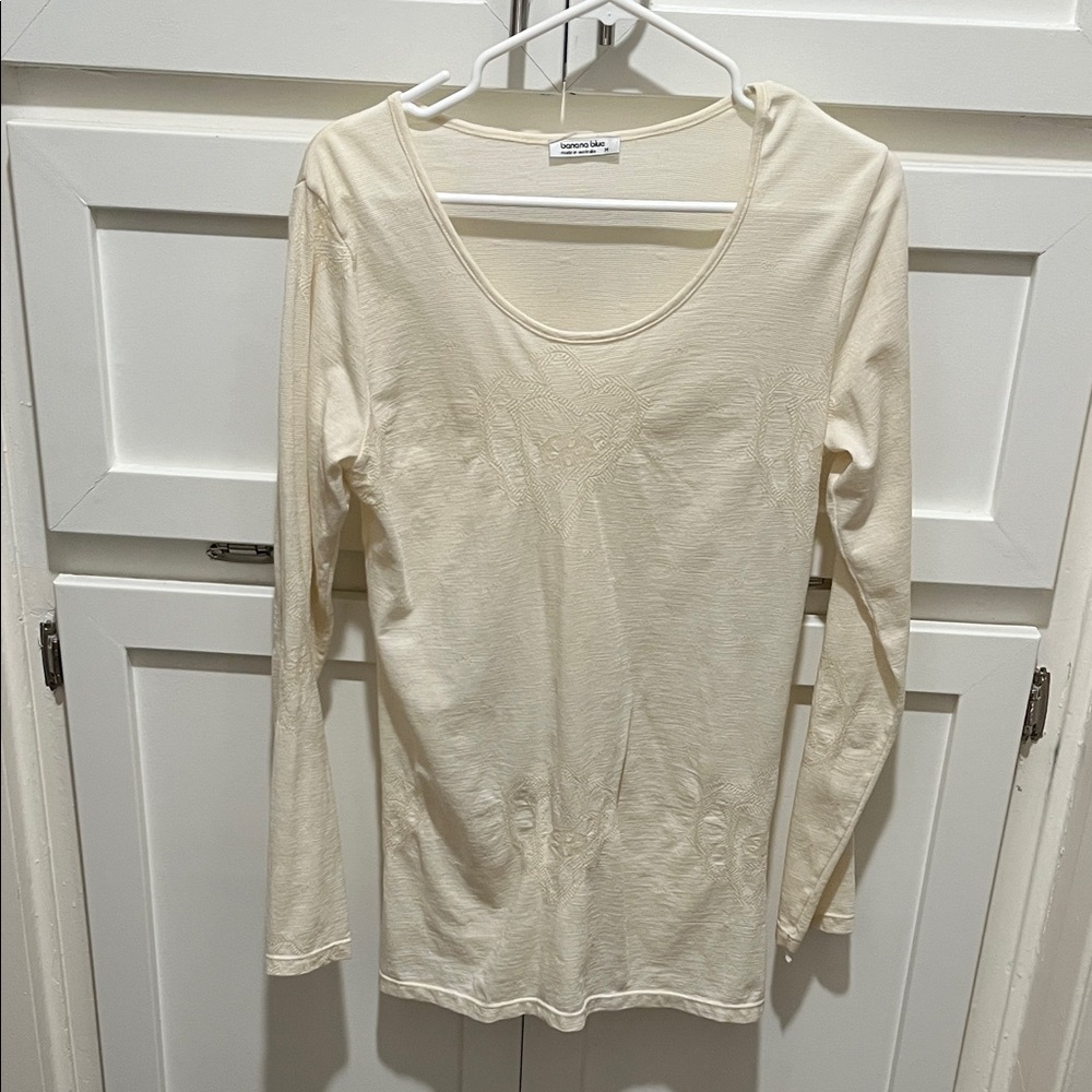 Banana blue Ivory Scoop Neck Long Sleeve Top